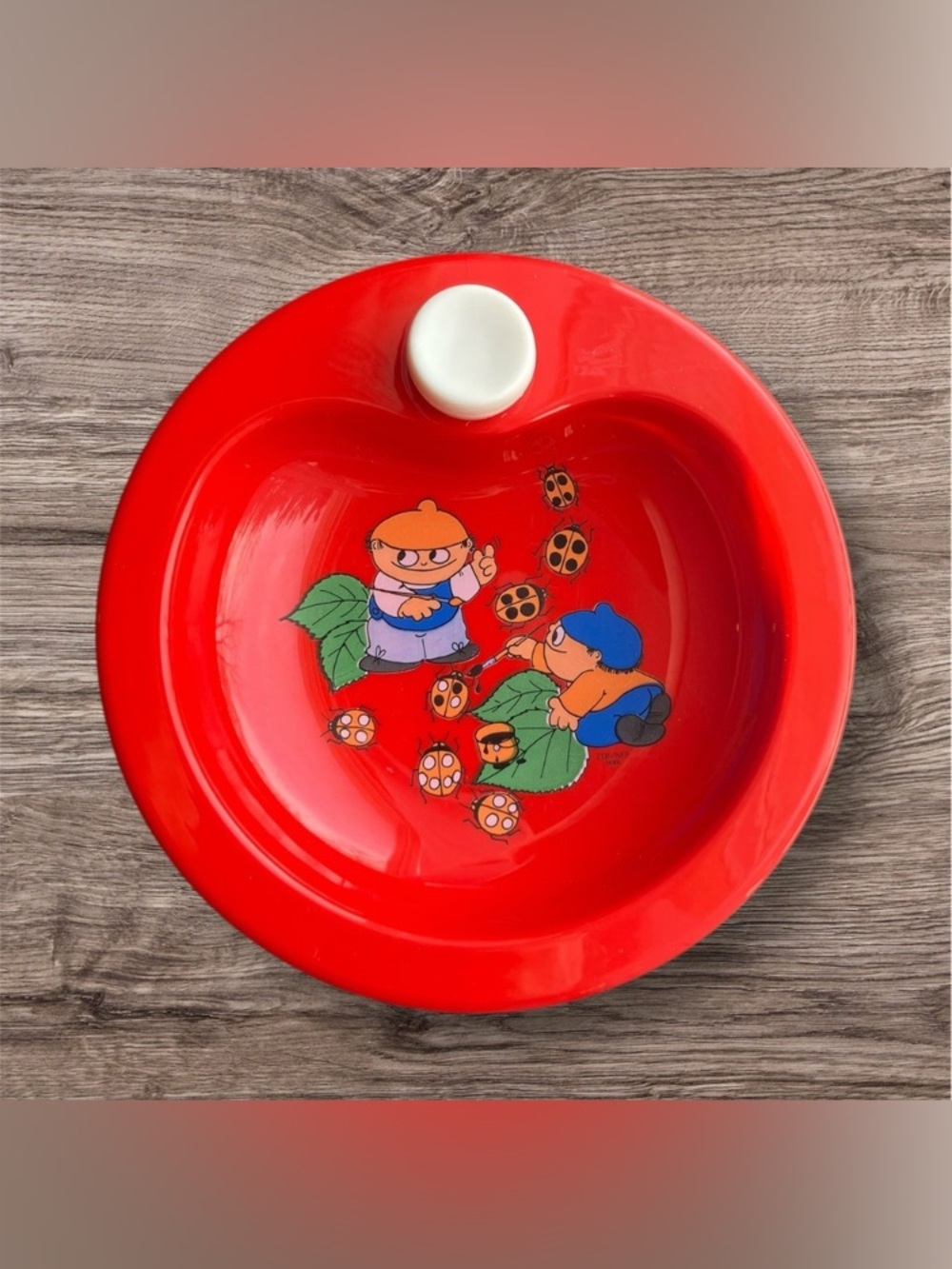 Vintage Emsa West Germany Child's Warming Bowl with Mainzelmännchen Characters